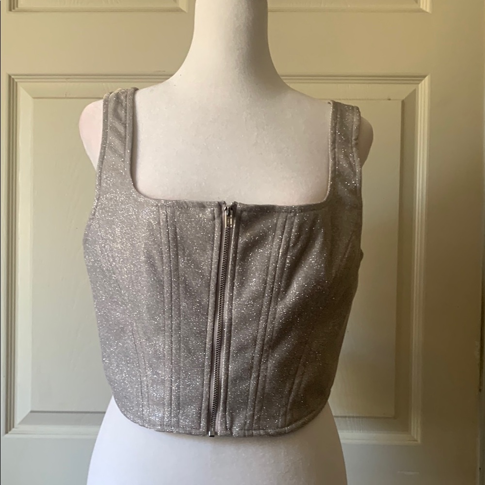 WAYF Silver Glitter Women's Top